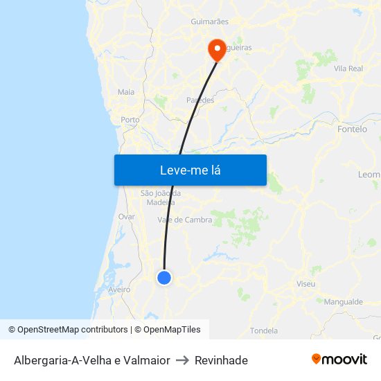 Albergaria-A-Velha e Valmaior to Revinhade map