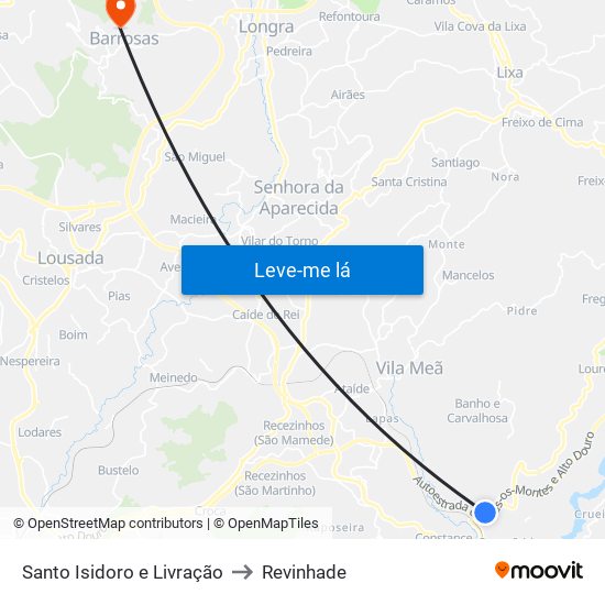 Santo Isidoro e Livração to Revinhade map