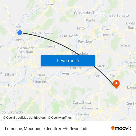 Lemenhe, Mouquim e Jesufrei to Revinhade map