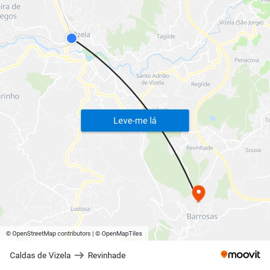 Caldas de Vizela to Revinhade map