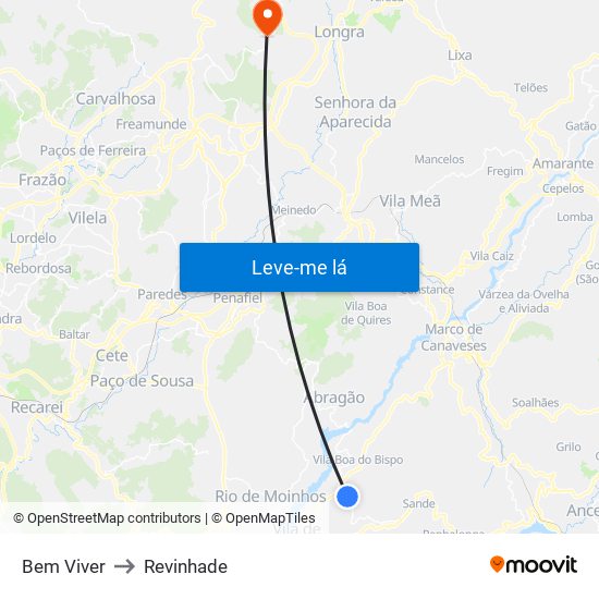 Bem Viver to Revinhade map