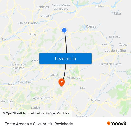 Fonte Arcada e Oliveira to Revinhade map