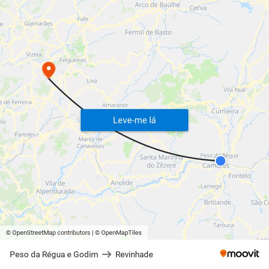 Peso da Régua e Godim to Revinhade map