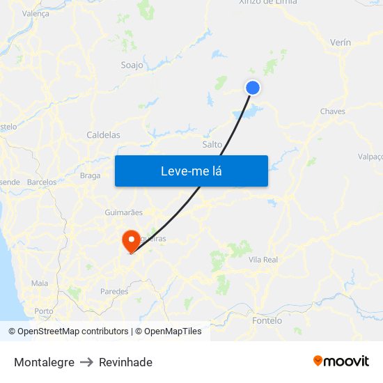 Montalegre to Revinhade map