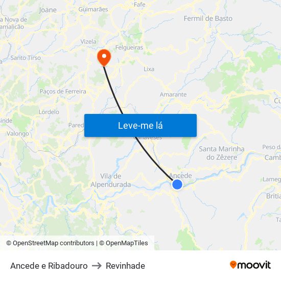 Ancede e Ribadouro to Revinhade map