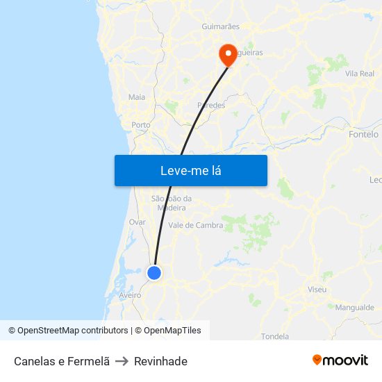 Canelas e Fermelã to Revinhade map