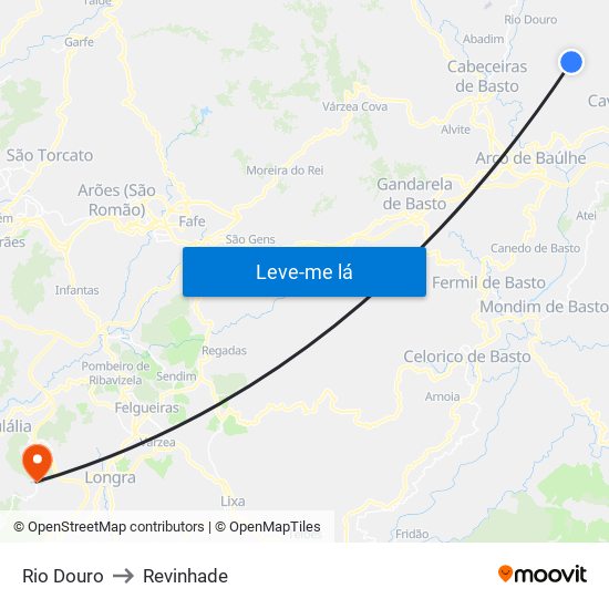Rio Douro to Revinhade map