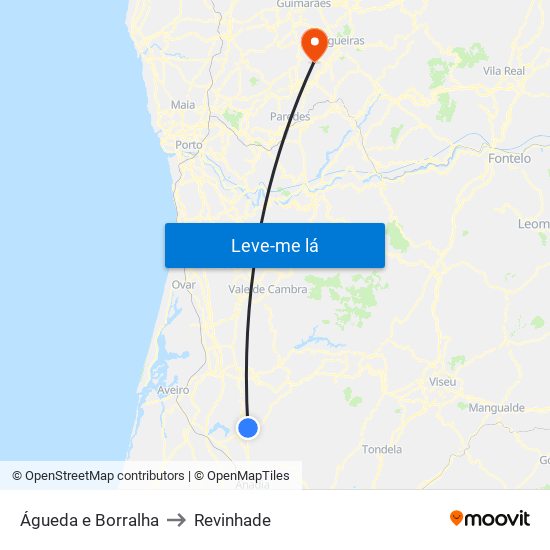 Águeda e Borralha to Revinhade map