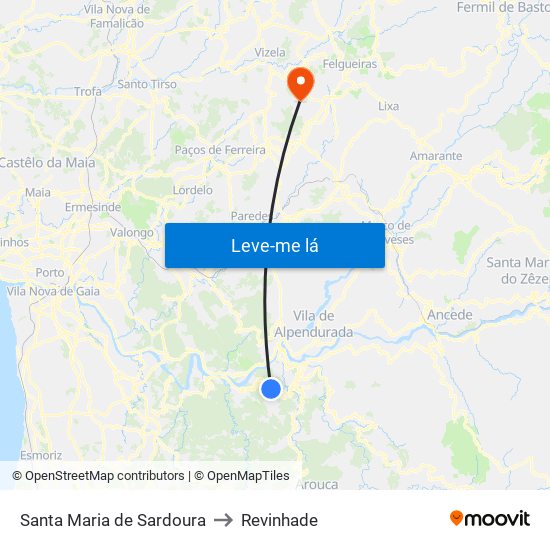Santa Maria de Sardoura to Revinhade map
