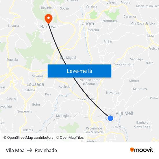 Vila Meã to Revinhade map