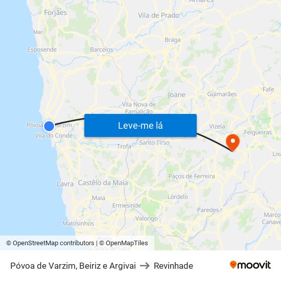 Póvoa de Varzim, Beiriz e Argivai to Revinhade map