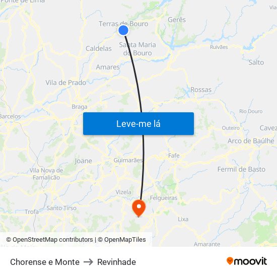 Chorense e Monte to Revinhade map