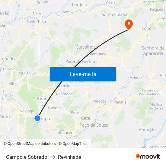 Campo e Sobrado to Revinhade map