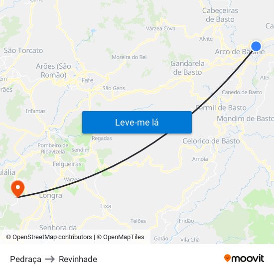 Pedraça to Revinhade map