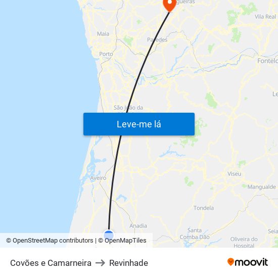 Covões e Camarneira to Revinhade map