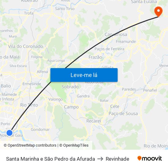 Santa Marinha e São Pedro da Afurada to Revinhade map