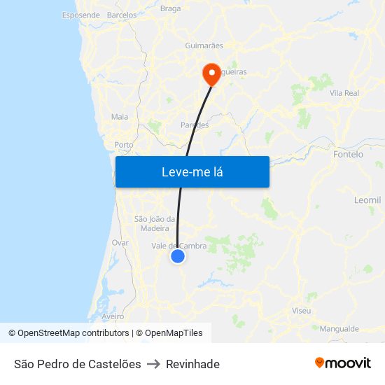 São Pedro de Castelões to Revinhade map