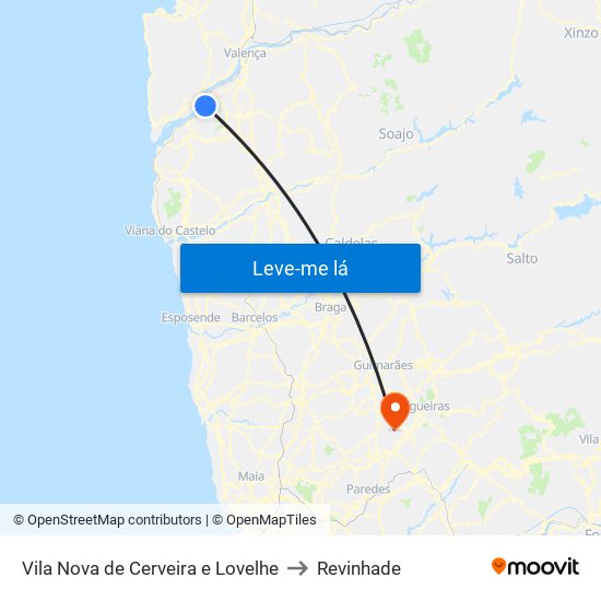 Vila Nova de Cerveira e Lovelhe to Revinhade map