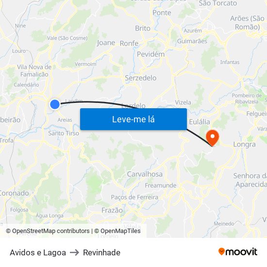 Avidos e Lagoa to Revinhade map