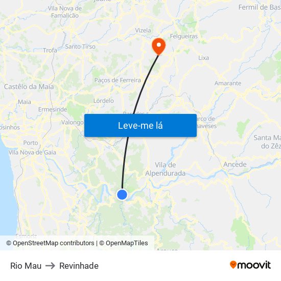 Rio Mau to Revinhade map