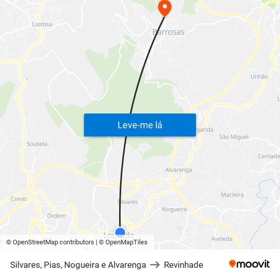 Silvares, Pias, Nogueira e Alvarenga to Revinhade map