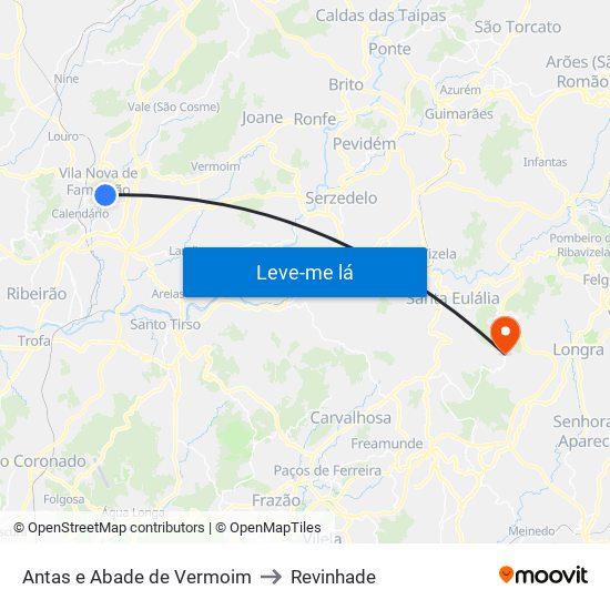 Antas e Abade de Vermoim to Revinhade map