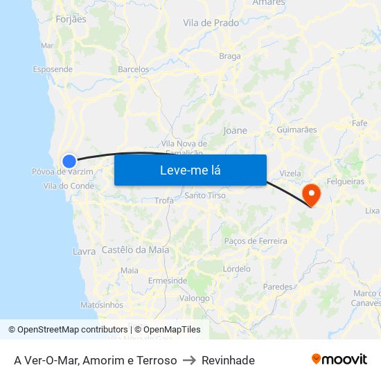 A Ver-O-Mar, Amorim e Terroso to Revinhade map
