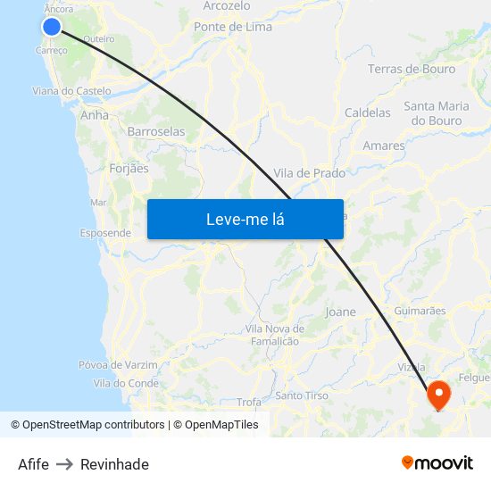 Afife to Revinhade map