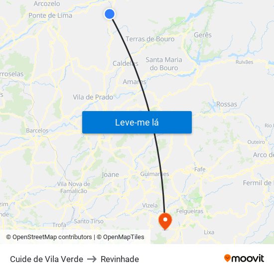 Cuide de Vila Verde to Revinhade map