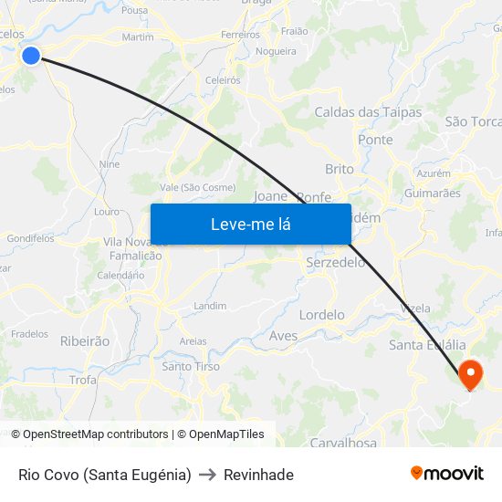 Rio Covo (Santa Eugénia) to Revinhade map