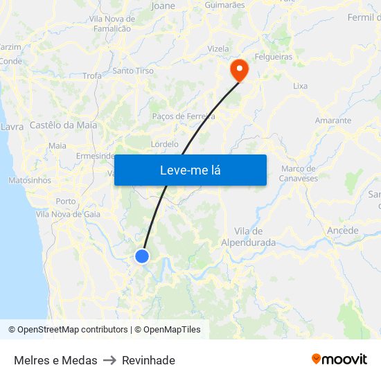 Melres e Medas to Revinhade map