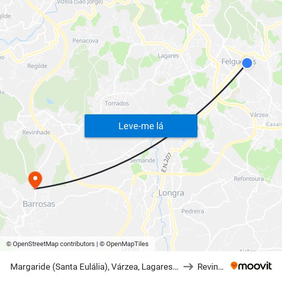Margaride (Santa Eulália), Várzea, Lagares, Varziela e Moure to Revinhade map