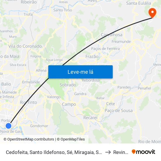 Cedofeita, Santo Ildefonso, Sé, Miragaia, São Nicolau e Vitória to Revinhade map