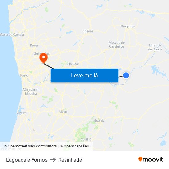 Lagoaça e Fornos to Revinhade map