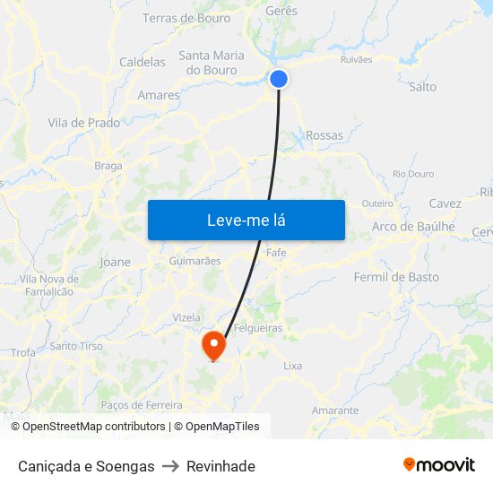 Caniçada e Soengas to Revinhade map