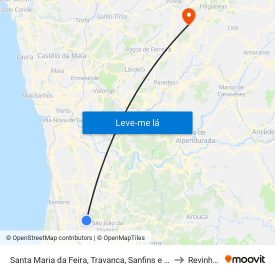 Santa Maria da Feira, Travanca, Sanfins e Espargo to Revinhade map