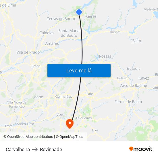 Carvalheira to Revinhade map