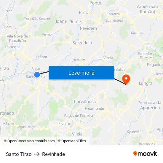 Santo Tirso to Revinhade map