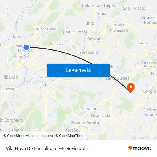 Vila Nova De Famalicão to Revinhade map