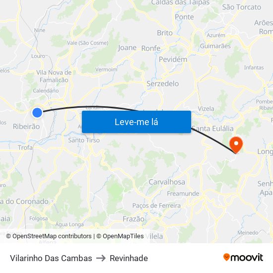 Vilarinho Das Cambas to Revinhade map