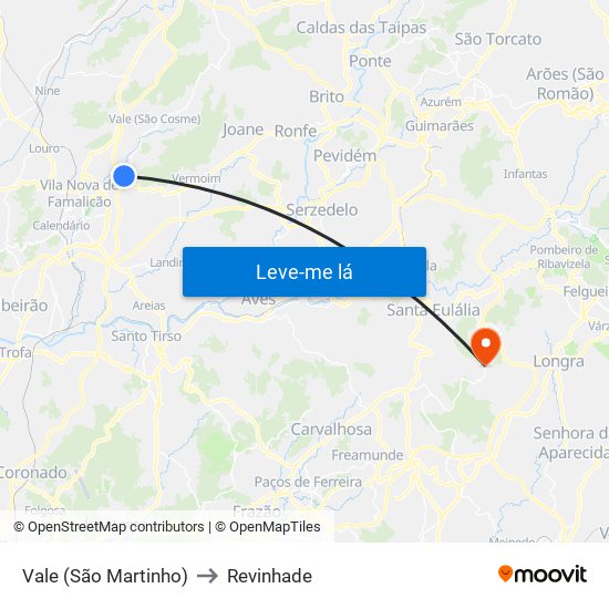 Vale (São Martinho) to Revinhade map