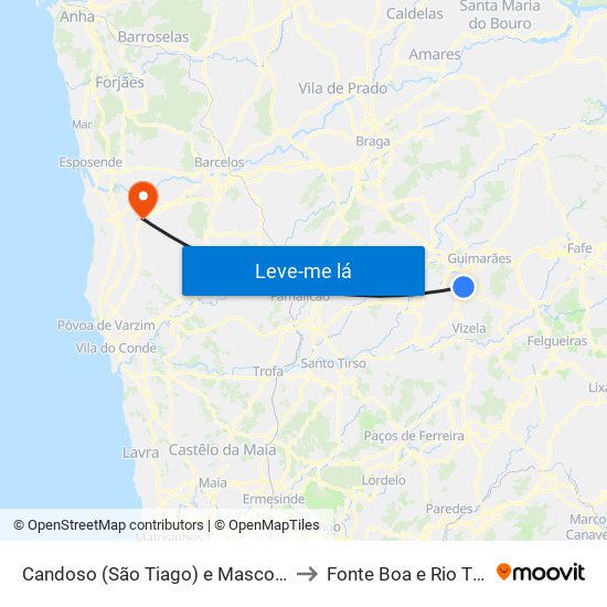 Candoso (São Tiago) e Mascotelos to Fonte Boa e Rio Tinto map