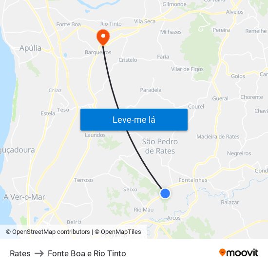 Rates to Fonte Boa e Rio Tinto map