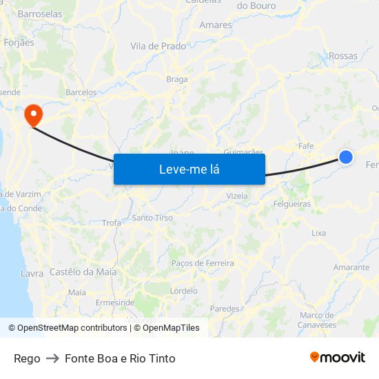 Rego to Fonte Boa e Rio Tinto map