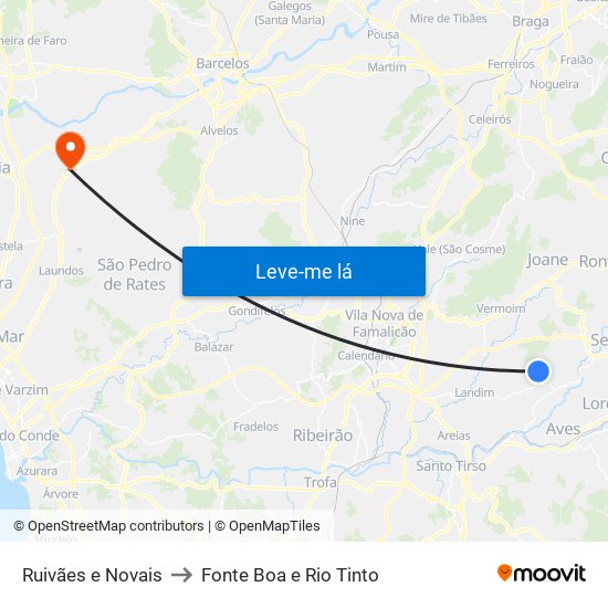 Ruivães e Novais to Fonte Boa e Rio Tinto map