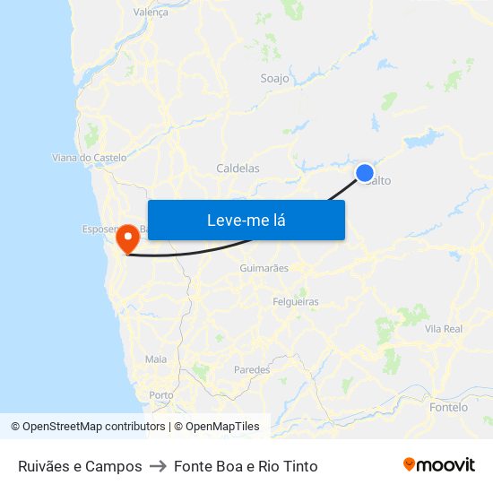 Ruivães e Campos to Fonte Boa e Rio Tinto map