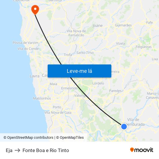 Eja to Fonte Boa e Rio Tinto map