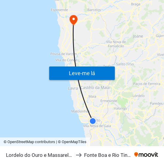 Lordelo do Ouro e Massarelos to Fonte Boa e Rio Tinto map