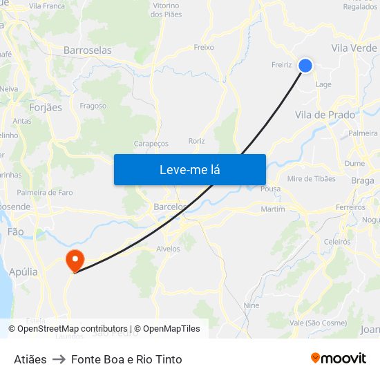 Atiães to Fonte Boa e Rio Tinto map