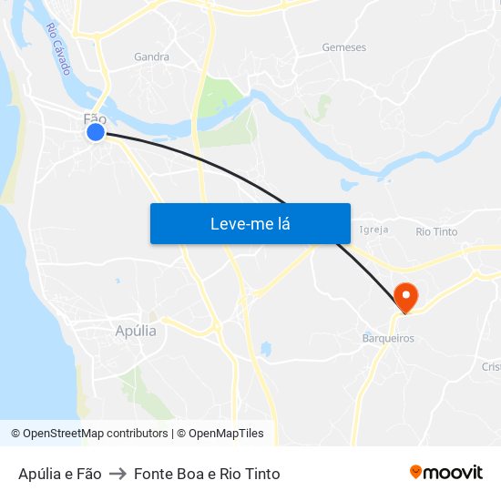 Apúlia e Fão to Fonte Boa e Rio Tinto map